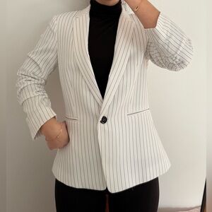 Striped Pinstripe White&Black Blazer Jacket Tailored (fits like a size 4)